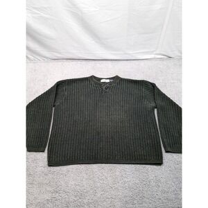 VTG Bill Blass Sweater Mens XL Forest Green Chunky‎ Knit Fisherman Crochet Y2K